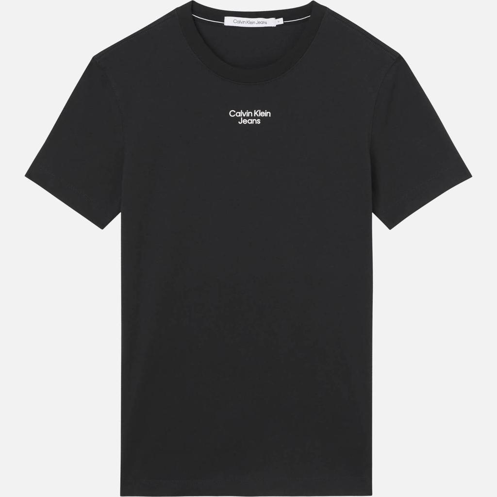 Calvin Klein Jeans Men's Stacked Logo T-Shirt - Black商品第1张图片规格展示