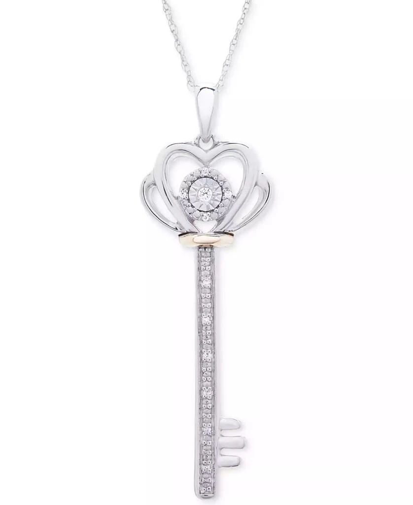 商品Macy's|Diamond Accent Two-Tone Key Pendant Necklace in Sterling Silver & 10k Gold,价格¥1490,第1张图片