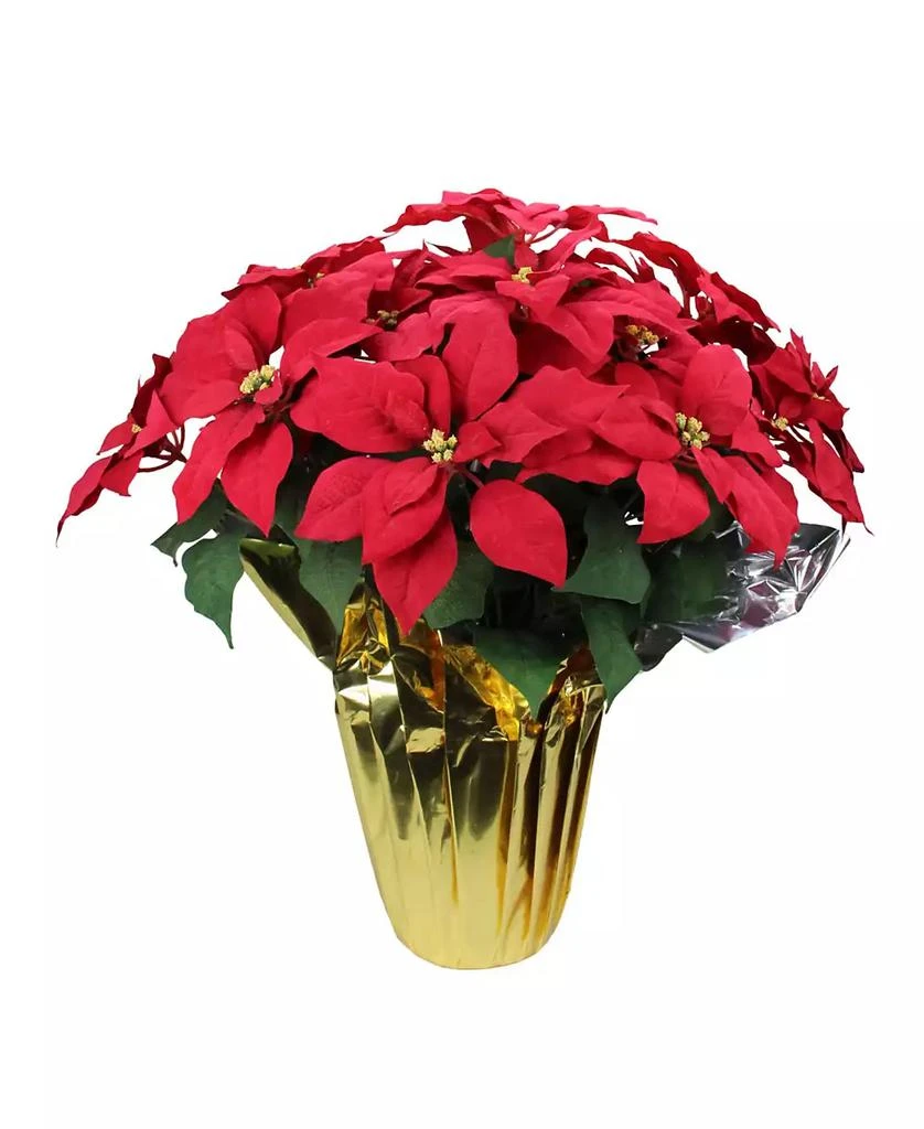 商品Northlight|Red Artificial Christmas Poinsettia with Gold Tone Wrapped Pot,价格¥1135,第1张图片
