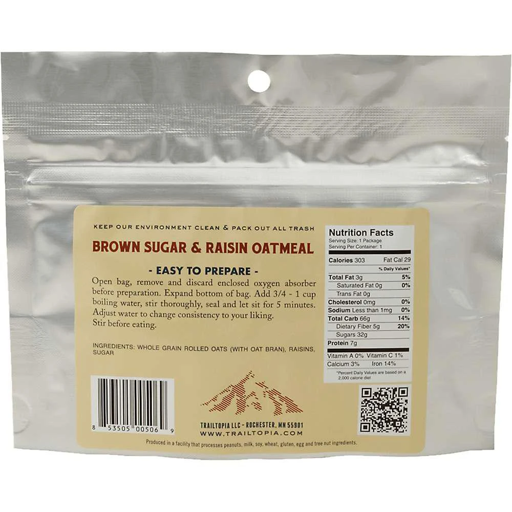 商品Trailtopia|Trailtopia Brown Sugar Raisin Oatmeal,价格¥29,第3张图片详细描述