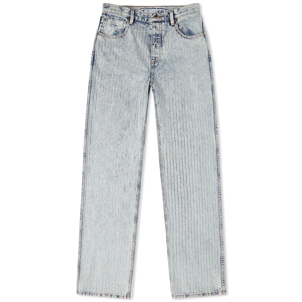 商品Alexander Wang|Alexander Wang Skater Stacked Crystal Stripe Jean,价格¥3438,第1张图片