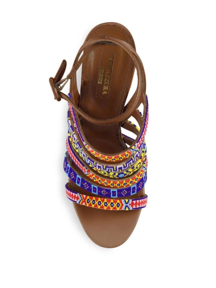 商品Aquazzura|Masai Beaded Strappy Leather Ankle-Strap Sandals,价格¥2982,第4张图片详细描述