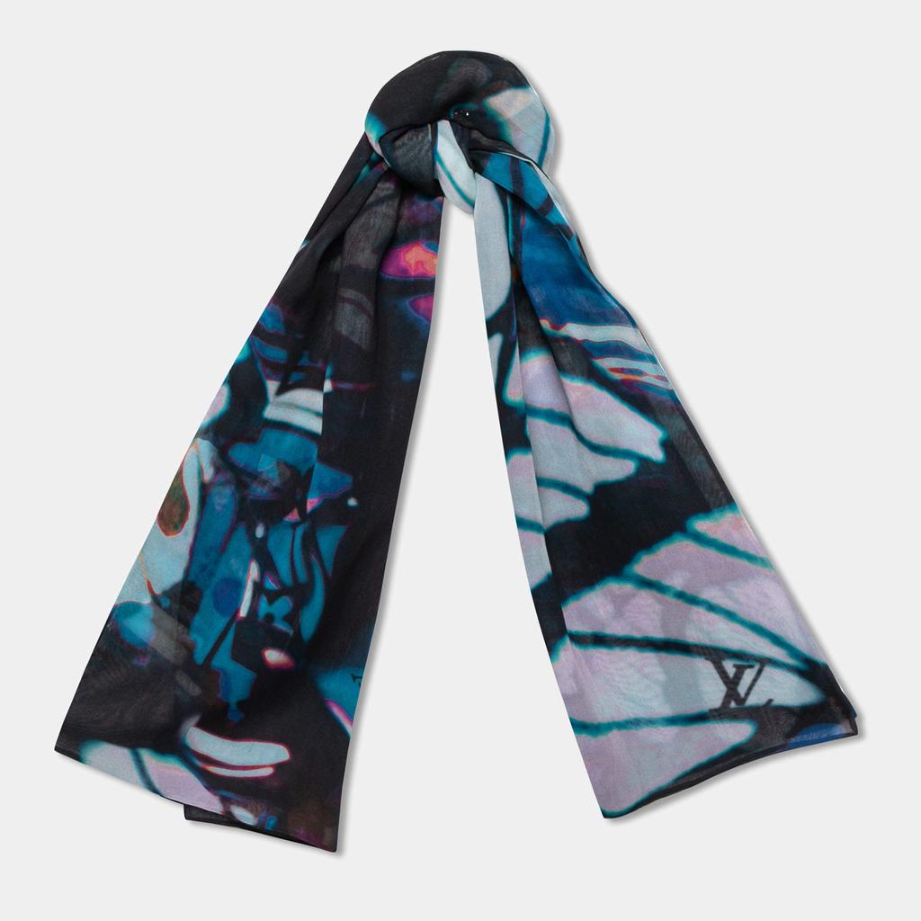 Louis Vuitton Multicolor Holographic Print Silk Scarf商品第2张图片规格展示