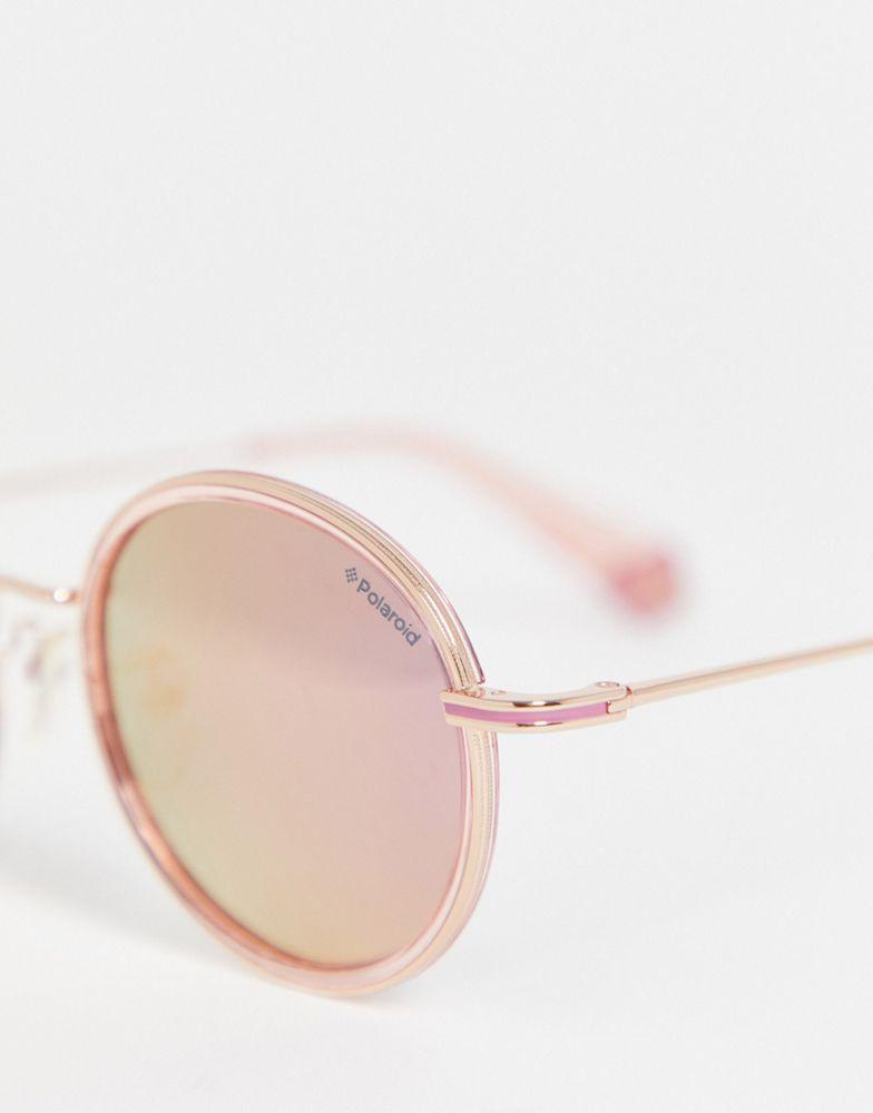 Polaroid round sunglasses in pink商品第4张图片规格展示