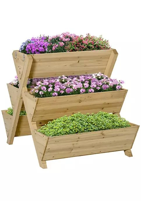 商品Outsunny|Raised Garden Bed Freestanding Planter Stand With 5 Planting Boxes And 4 Hooks Good For Herbs Flowers Or Vegetables In Patio Balcony Indoor Outdoor,价格¥1420,第1张图片