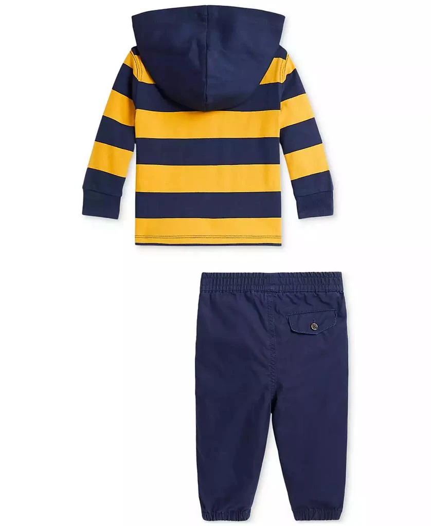 商品Ralph Lauren|Baby Boys Cotton Hooded Rugby Shirt & Pants, 2 Piece Set,价格¥419,第2张图片详细描述