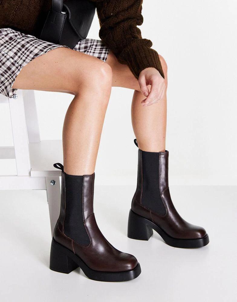 商品Vagabond|Vagabond Brooke leather chelsea platform boots in java,价格¥956,第1张图片