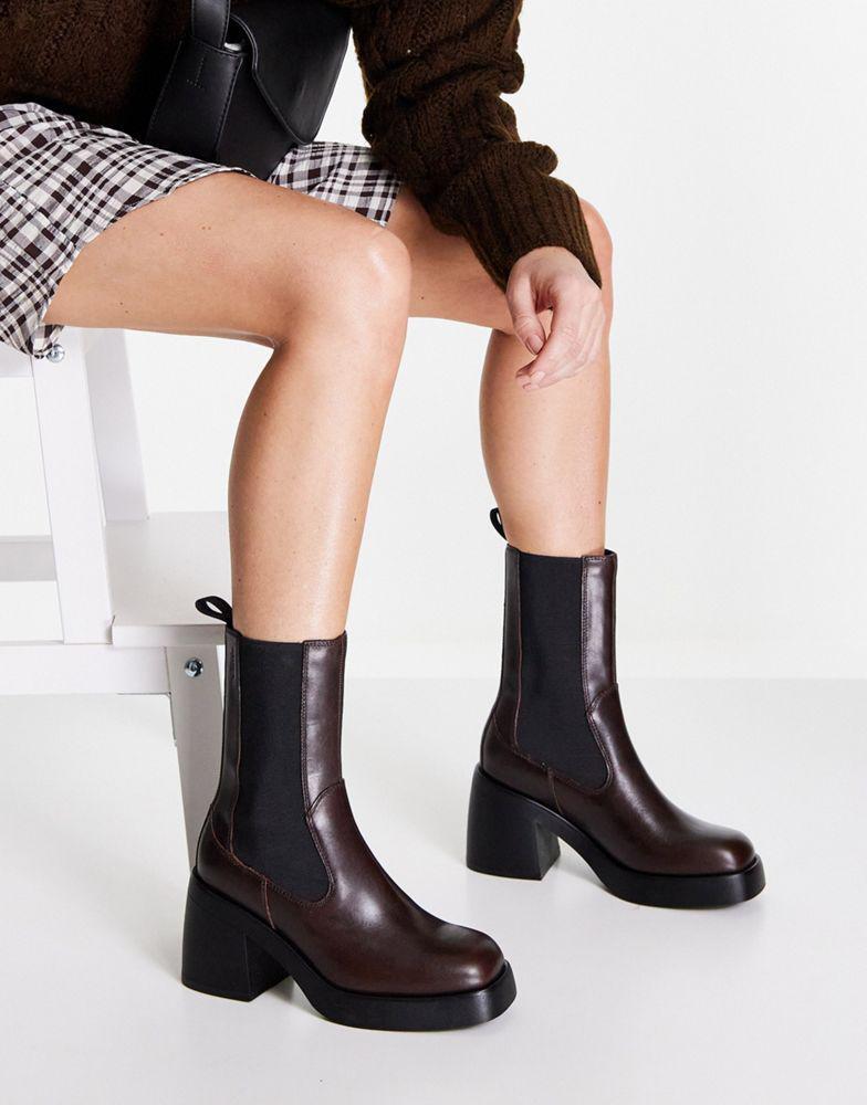 商品Vagabond|Vagabond Brooke leather chelsea platform boots in java,价格¥1274,第1张图片