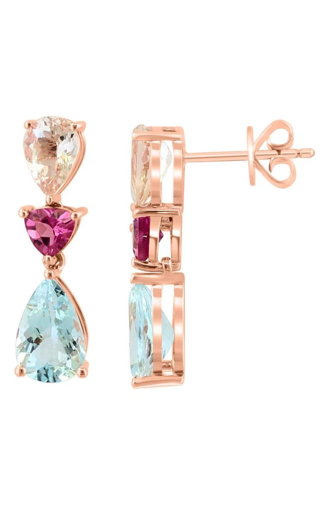 商品Effy|14K Rose Gold Pink Tourmaline, Morganite & Aquamarine Drop Earrings,价格¥5965,第2张图片详细描述