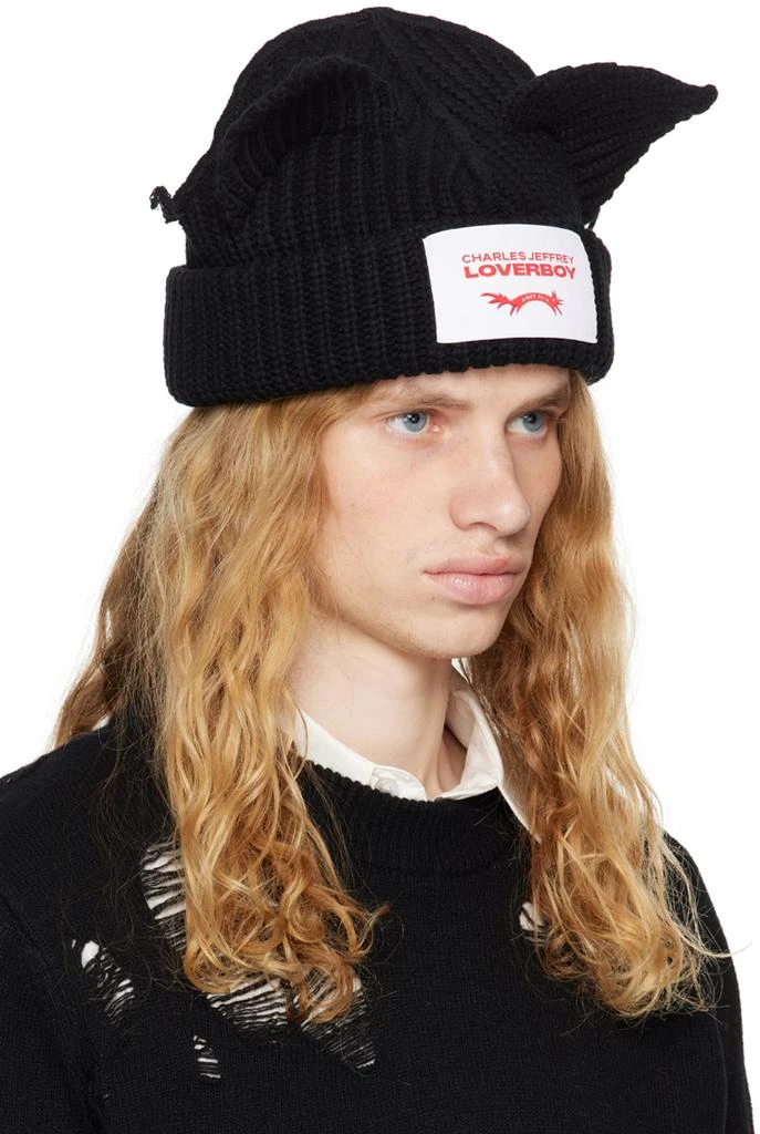 商品Charles Jeffrey Loverboy|Black Chunky Ears Beanie,价格¥1087,第2张图片详细描述