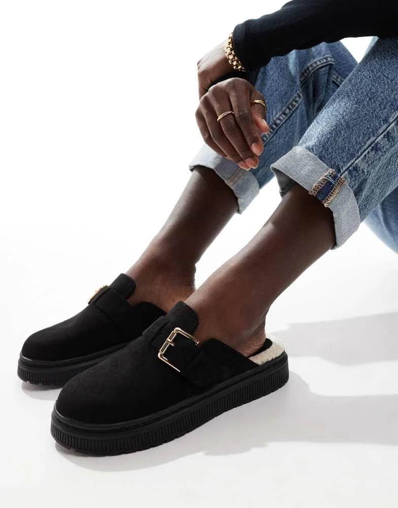 商品London Rebel|London Rebel Donna buckle mules in black,价格¥283,第2张图片详细描述