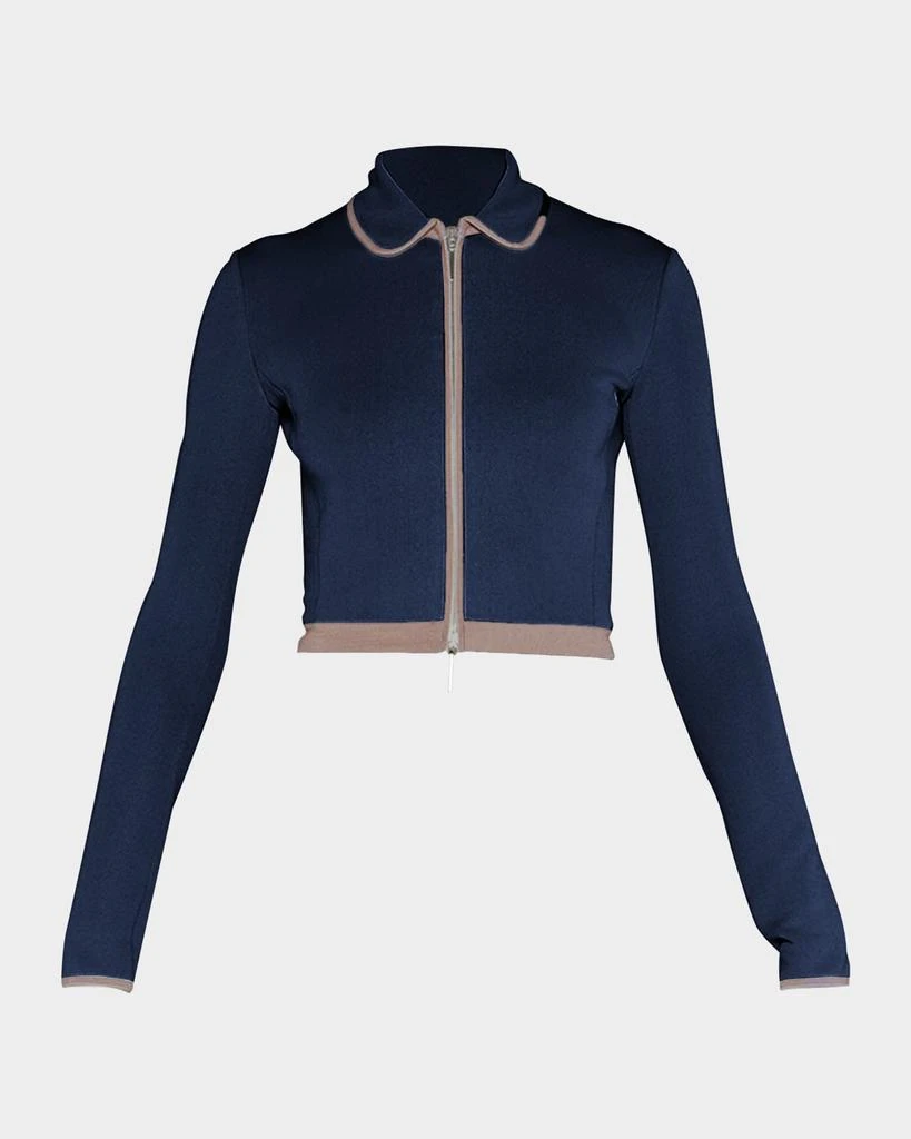 商品Giorgio Armani|Peter Pan-Collar Striped-Edge Crop Zip Jacket,价格¥21594,第1张图片