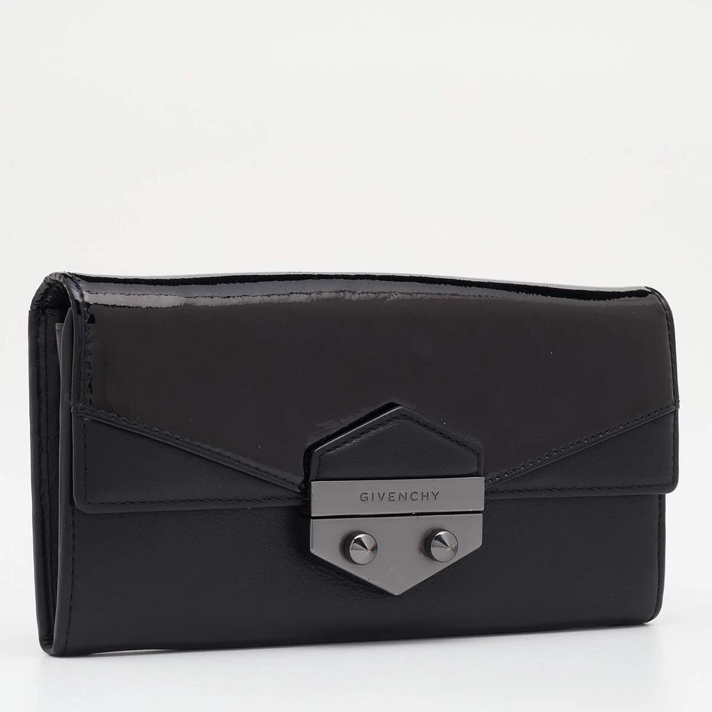 商品[二手商品] Givenchy|Givenchy Black Patent and Leather Flap Continental Wallet,价格¥1045,第3张图片详细描述