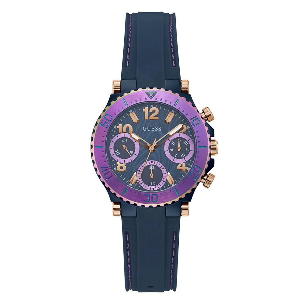 商品GUESS|Women's Quartz Navy Blue Silicone Strap Multi-Function Watch 36mm,价格¥1311,第1张图片