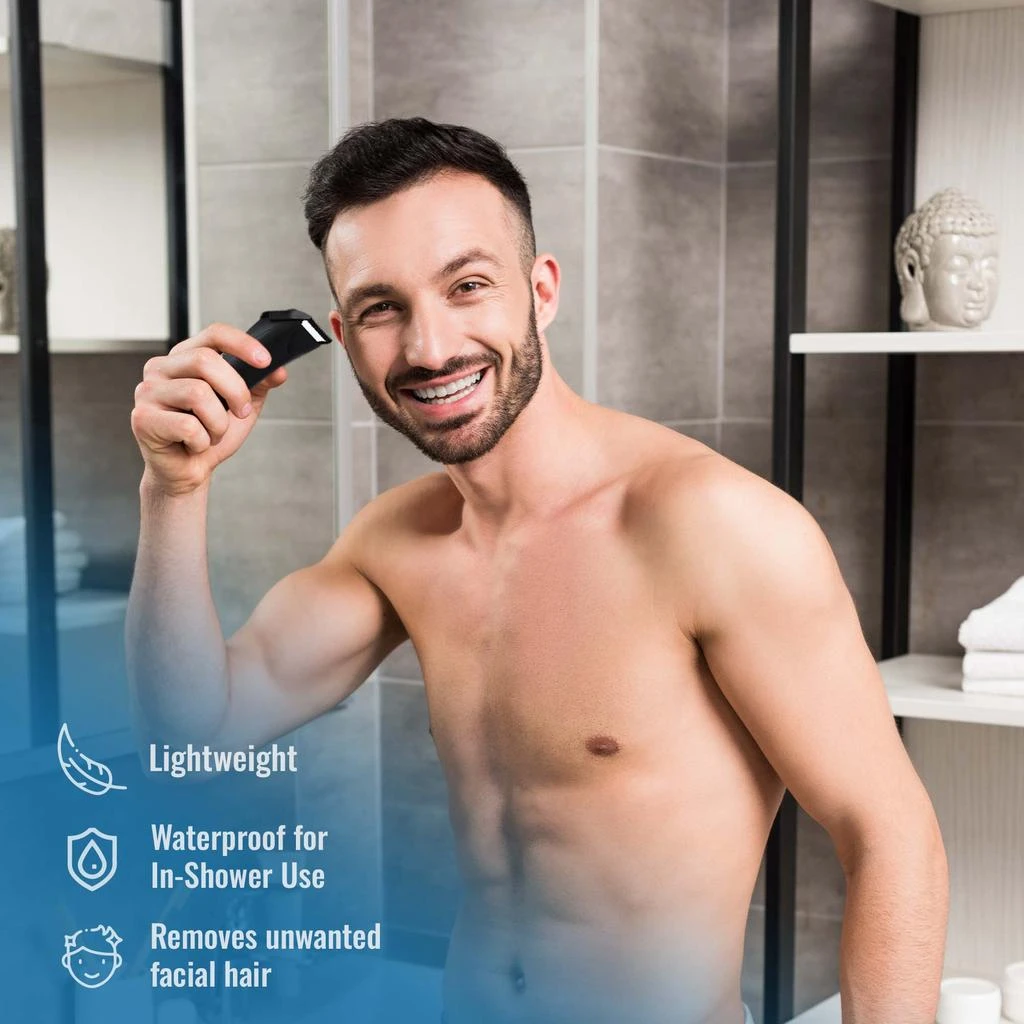 商品PURSONIC|Pursonic - Mario Lopez Wireless Body Hair Trimmer & Shaver and Mario Lopez Disposable Razors - 3 Blade Shaving Surface Technology,价格¥512,第4张图片详细描述