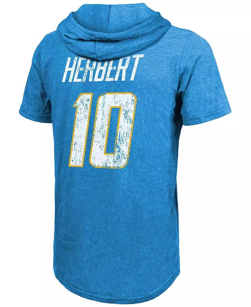 商品Fanatics|Men's Fanatics Justin Herbert Powder Blue Los Angeles Chargers Player Name and Number Tri-Blend Hoodie T-shirt,价格¥413,第2张图片详细描述
