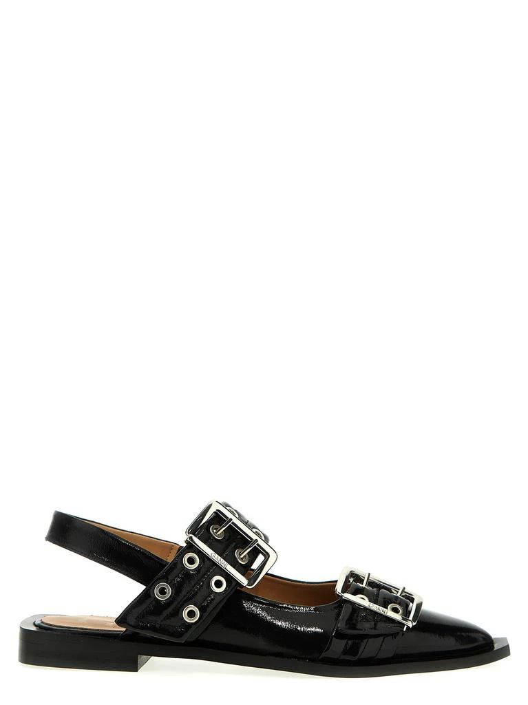 商品Ganni|Chunky Buckle Flat Shoes Black,价格¥2056,第1张图片