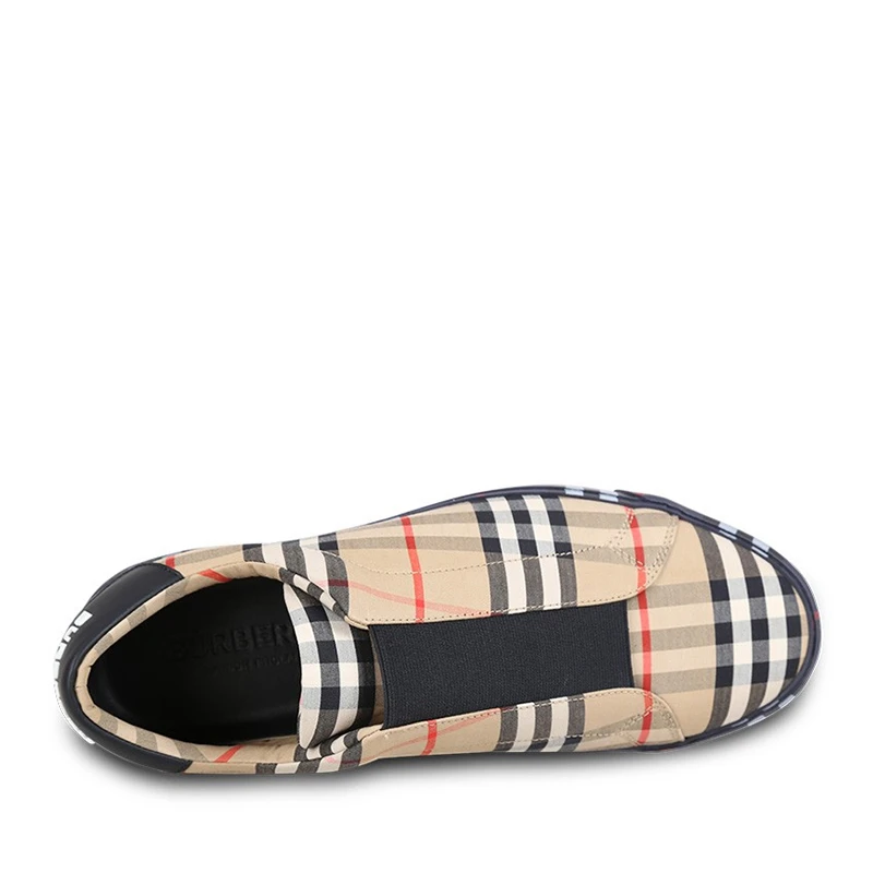 Burberry 博柏利 新款经典格纹男士卡其色牛皮棉质运动鞋 8009885 商品