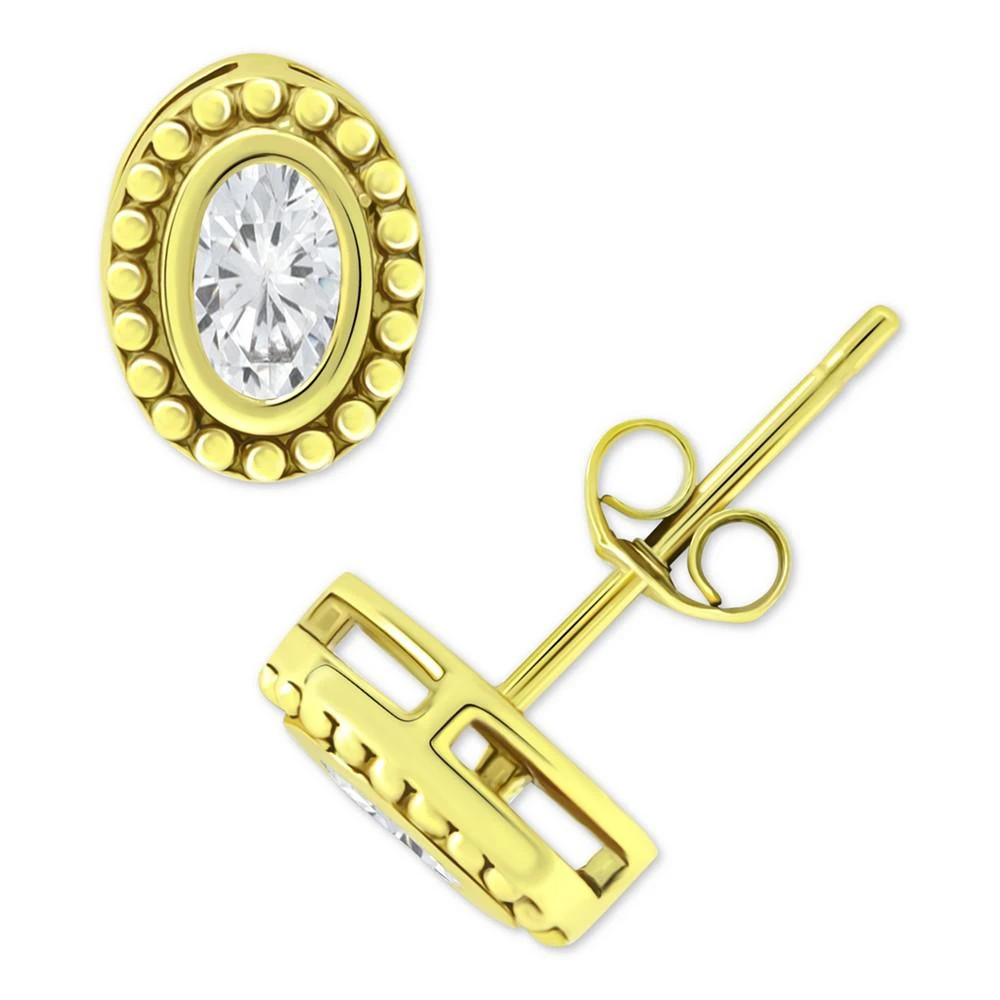 商品Giani Bernini|Cubic Zirconia Oval Beaded Frame Stud Earrings, Created for Macy's,价格¥75,第3张图片详细描述