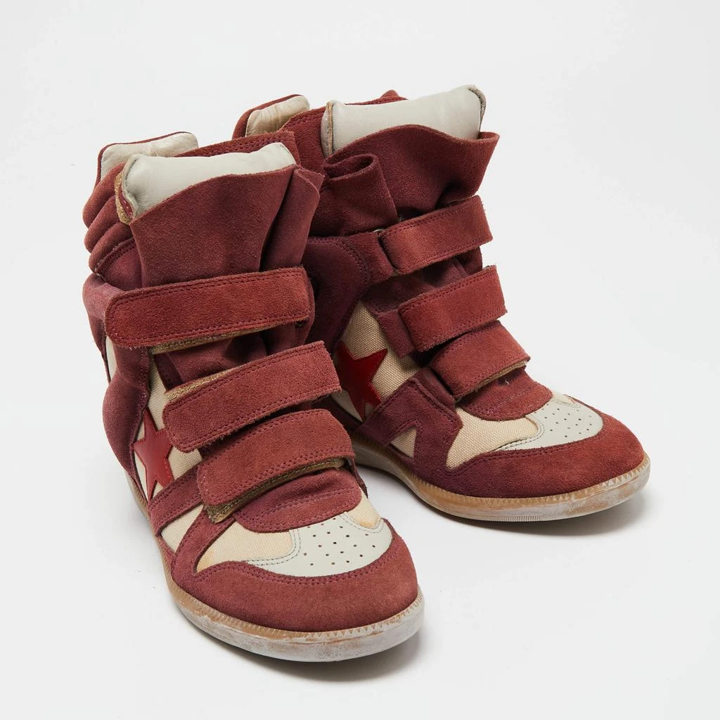 商品[二手商品] Isabel Marant|Isabel Marant Brown/Burgundy Suede And Leather Bekett Wedge Sneakers Size 39,价格¥1000,第4张图片详细描述