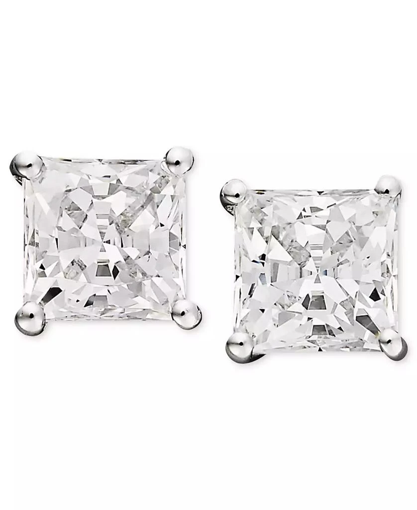 商品Arabella|14k White Gold Earrings, Cubic Zirconia Princess Cut Stud Earrings (3-3/4 ct. t.w.),价格¥2952,第1张图片