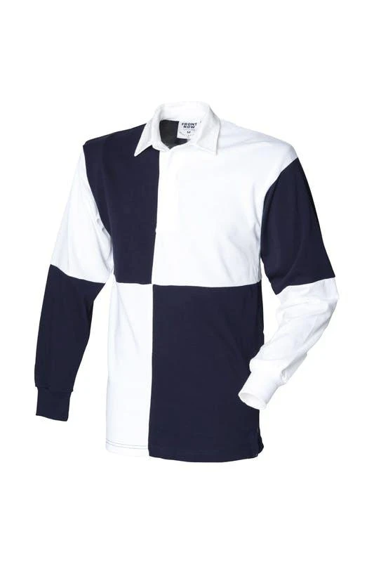 商品Front Row|Front Row Quartered Rugby Sports Polo Shirt (White/Navy (White collar)),价格¥201,第1张图片
