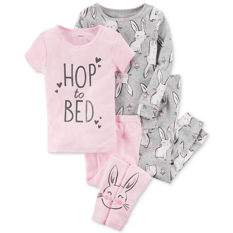 商品Carter's|4-Pc. Bunny-Print Cotton Pajama Set, Baby Girls,价格¥152,第1张图片