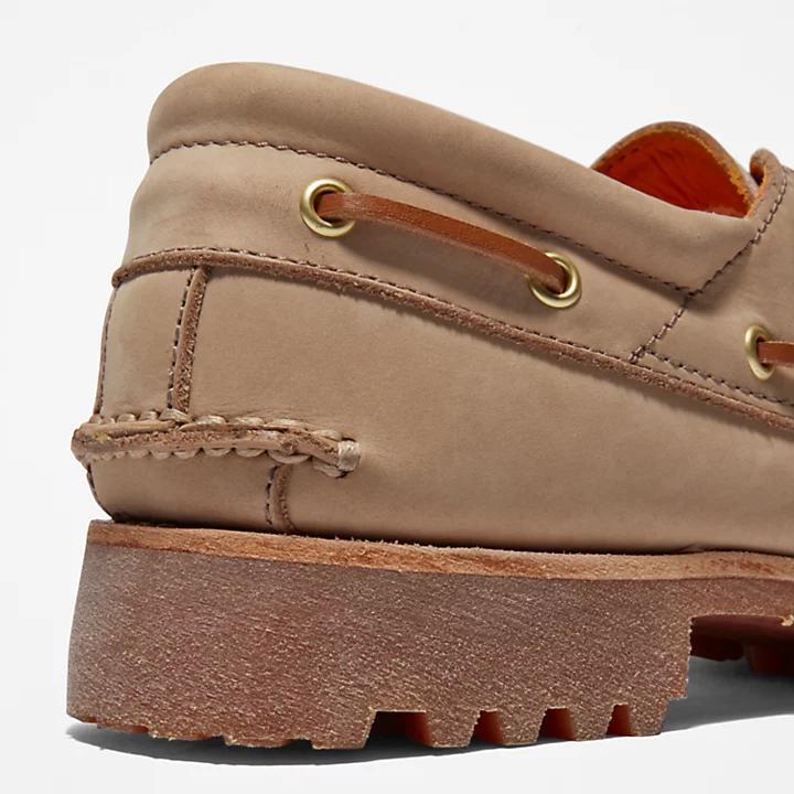 Timberland® 3-Eye Lug Handsewn Boat Shoe for Men in Light Brown商品第7张图片规格展示