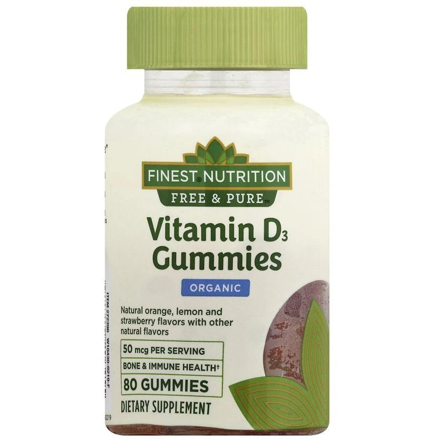 商品Finest Nutrition|Vitamin D3 2000I IU Gummy Natural Orange, Lemon, Strawbery Flavors,价格¥104,第1张图片