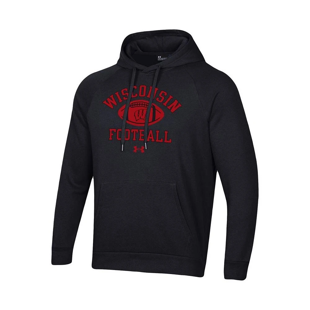 商品Under Armour|Men's Black Wisconsin Badgers Football Practice Raglan Pullover Hoodie,价格¥556,第3张图片详细描述