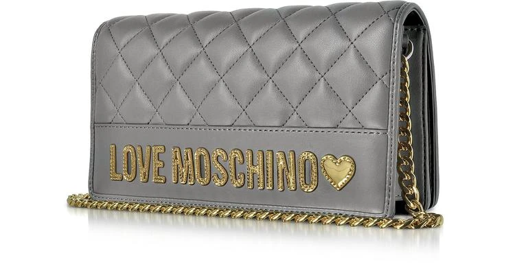 商品Moschino|灰色生态皮革手拿包配肩带,价格¥881,第2张图片详细描述