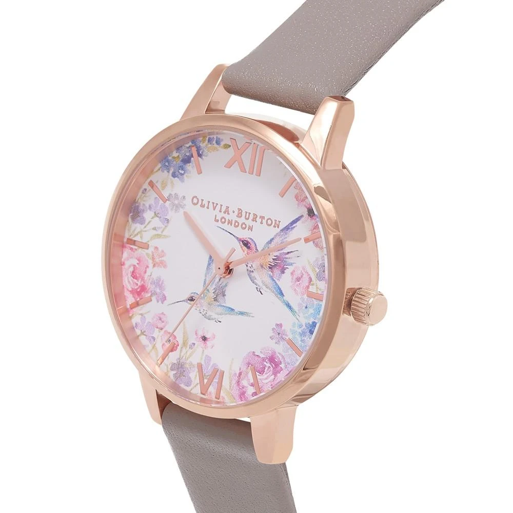 商品Olivia Burton|Women's Painterly Prints Gray Leather Strap Watch 34mm,价格¥898,第2张图片详细描述