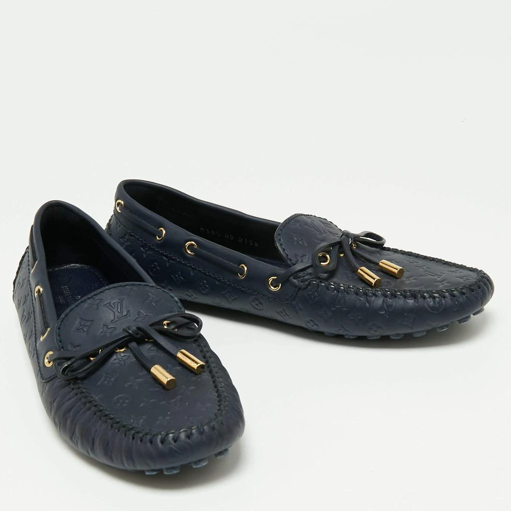 商品[二手商品] Louis Vuitton|Louis Vuitton Navy Blue Monogram Empreinte Leather Gloria Loafers Size 38.5,价格¥5664,第4张图片详细描述