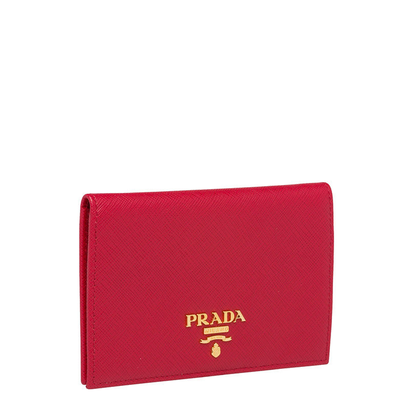 商品Prada|【预售3-7天】PRADA/普拉达 22春夏新款 女士亮红色皮革金标折叠长薄款钱包1MV018_QWA_F068Z,价格¥4038,第7张图片详细描述