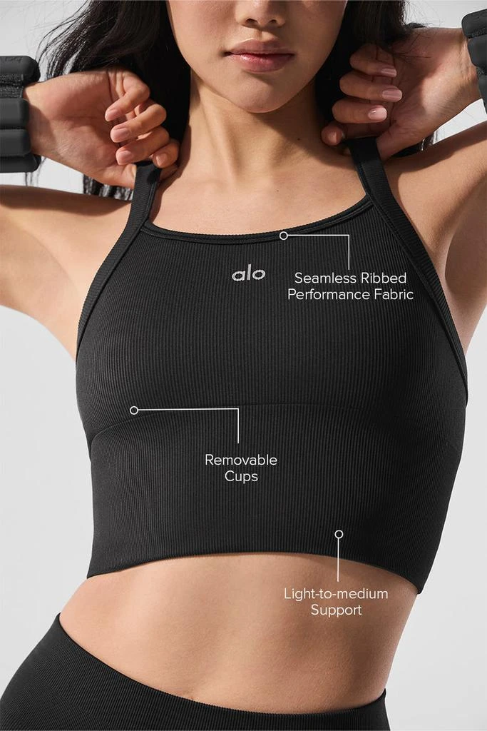 商品Alo|Seamless Ribbed Favorite Bra Tank - Sweet Pink,价格¥640,第2张图片详细描述
