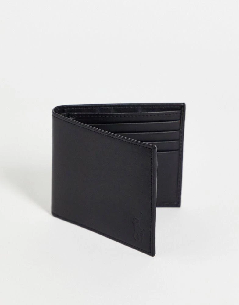 商品Ralph Lauren|Polo Ralph Lauren classic leather billfold wallet in black Exclusive at ASOS,价格¥655,第2张图片详细描述