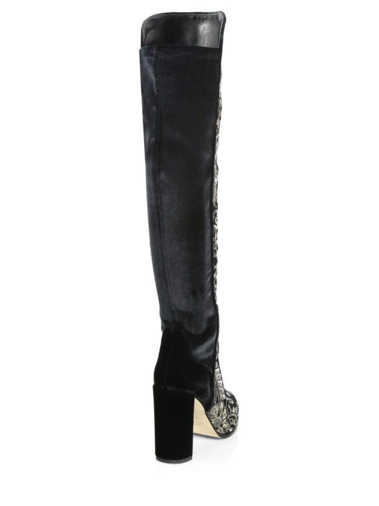 商品Stuart Weitzman|Alljil Tall Sequin-Embroidered Velvet Boots,价格¥2625,第2张图片详细描述