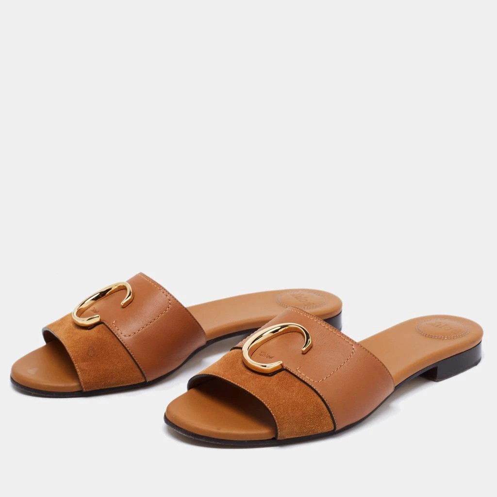 商品[二手商品] Chloé|Chloe Brown Suede And Leather Flat Sandals  Size 40.5,价格¥2446,第2张图片详细描述