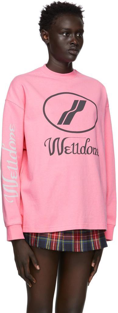 商品We11done|Pink Logo Print Long Sleeve T-Shirt,价格¥1006,第4张图片详细描述