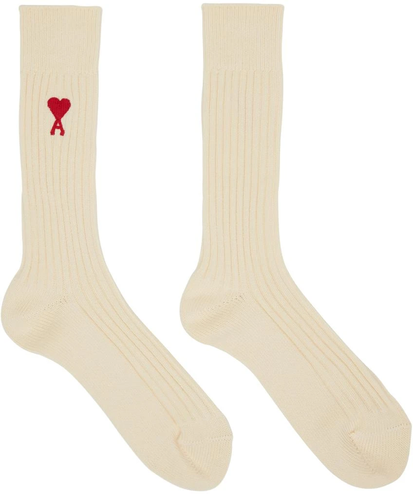 商品AMI|Three-Pack Off-White Ami de Cœur Socks,价格¥1204,第2张图片详细描述