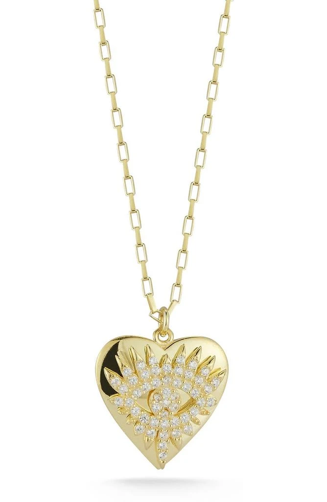 商品Sphera Milano|14K Gold Vermeil CZ Evil Eye Heart Pendant Necklace,价格¥337,第1张图片