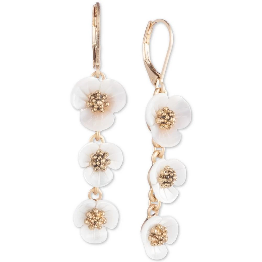 商品Lonna & Lilly|lonn & lilly Gold-Tone & Imitation Mother-of-Pearl Flower Linear Drop Earrings,价格¥209,第1张图片