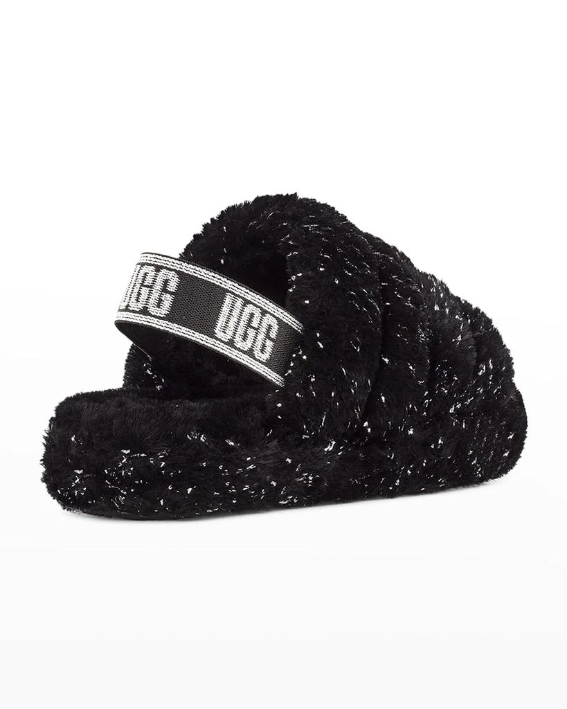 商品UGG|Girl's Fluff Yeah Metallic Sparkle Quilted Slippers, Kids,价格¥618,第4张图片详细描述
