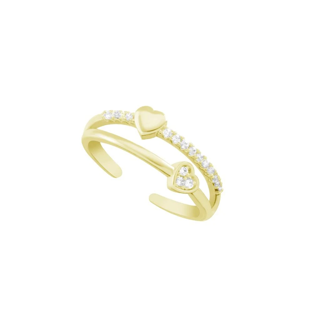 商品Essentials|Cubic Zirconia Double Row Heart Toe Ring in Gold Plate,价格¥78,第1张图片