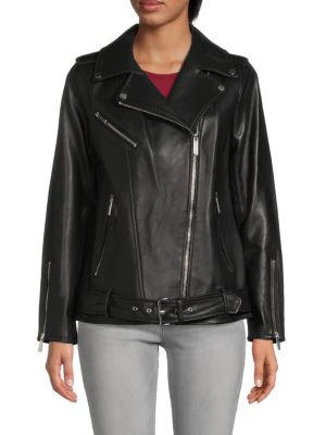 商品Michael Kors|Missy Belted Leather Jacket,价格¥1432,第1张图片