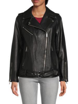 商品Michael Kors|Missy Belted Leather Jacket,价格¥1341,第1张图片