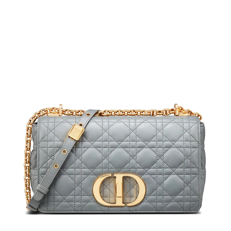 商品Dior|【预售3-7天】DIOR/迪奥  CARO系列 女士中号灰色柔软小牛皮藤格纹CD扭纹扣翻盖封口单肩斜挎包M9242UWHC_M41G,价格¥30835,第1张图片