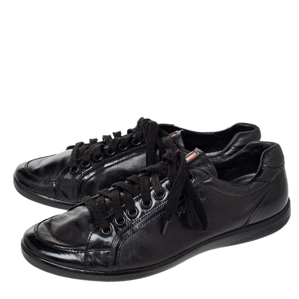 商品[二手商品] Prada|Prada Sport Black Leather Low Top Sneakers Size 44,价格¥1350,第4张图片详细描述