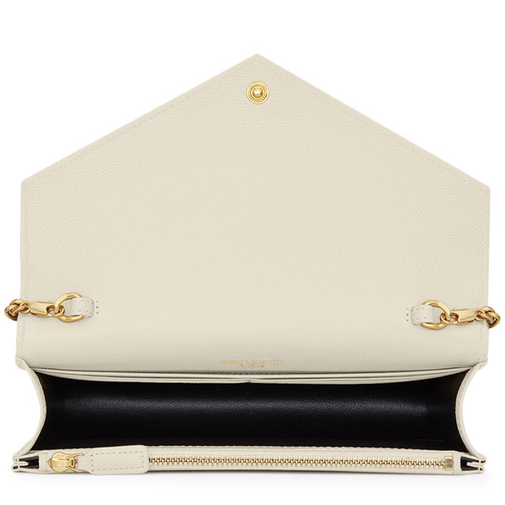 商品Yves Saint Laurent|Saint Laurent Cassandre Matelasse Cream Soft Envelope Chain Wallet,价格¥6805,第5张图片详细描述