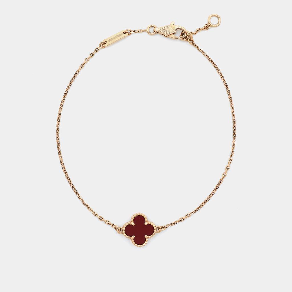 商品[二手商品] Van Cleef & Arpels|Van Cleef & Arpels Sweet Alhambra Carnelian 18k Rose Gold Bracelet,价格¥10431,第1张图片